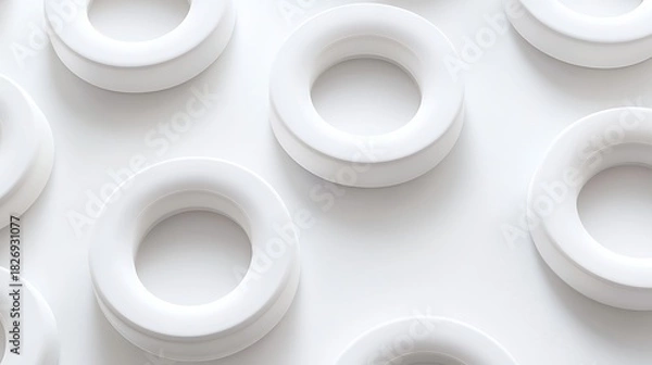 Obraz Numerous rounded white toroidal forms create a calming rhythmic pattern across a bright surface