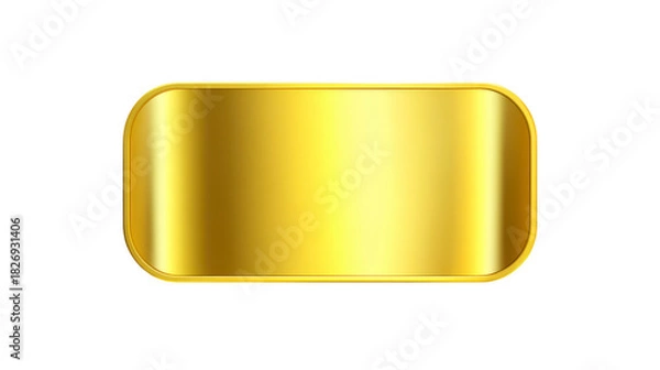 Fototapeta Golden rectangle shiny metallic surface blank gold label luxury design smooth rounded corners elegant background isolated on transparent modern style premium look reflective finish