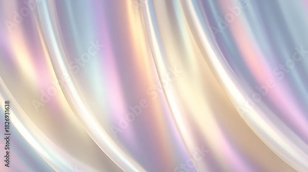 Fototapeta Close-Up of Iridescent Purple and Blue Silk Fabric Featuring Stunning Aurora Bands with a Metallic Lustre, Exuding Elegance and Grace