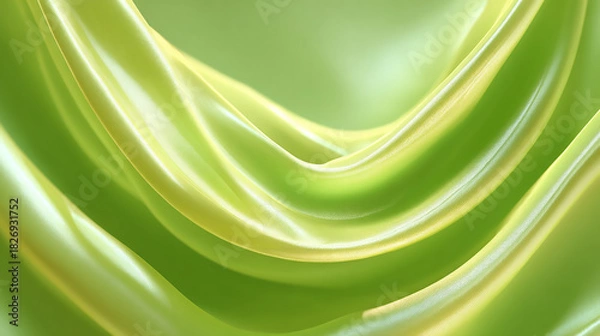 Obraz Flowing Iridescent Chartreuse Metallic Aurora Bands Creating a Dynamic Wavy Pattern on a Vibrant Green and Yellow Background