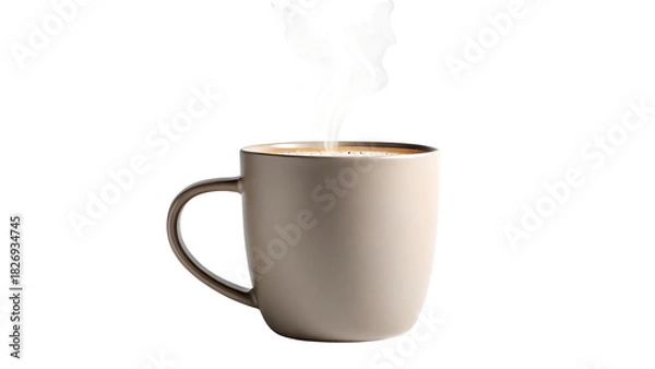 Fototapeta Steaming Cup of Coffee: A cozy, warm image of a single coffee cup emitting gentle steam, inviting you to embrace a moment of calm and contentment.