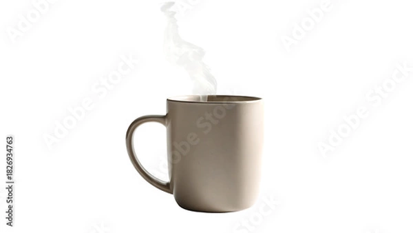 Obraz A Steaming Cup of Beverage: A serene capture of a solitary ceramic mug, holding the allure of a warm, stimulating drink, where wisps of vapor gracefully escape into the atmosphere.