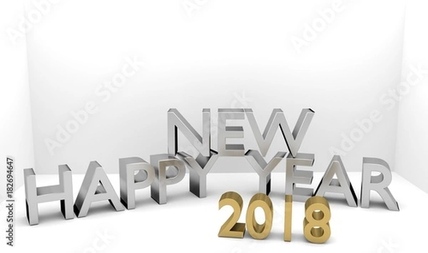 Obraz Happy New Year 2018 3D text