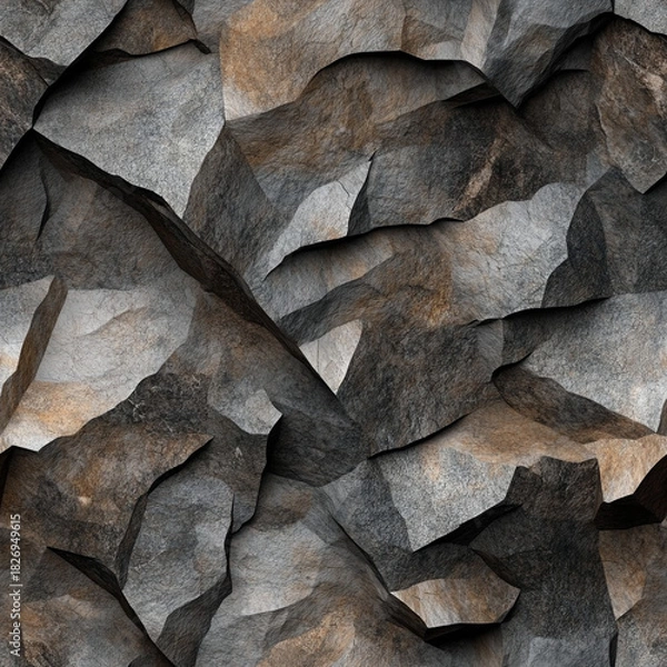 Fototapeta Textured gray and brown rocky surface in natural pattern  