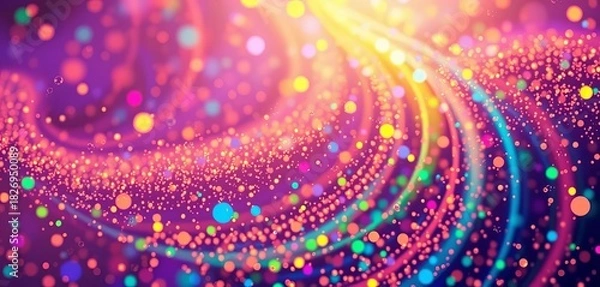 Fototapeta Shimmering, iridescent particles swirl in a vibrant, abstract pattern,  backdrop,  dynamic