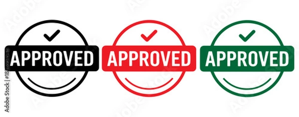 Fototapeta approved badge set , approved icon set, approved stamp set