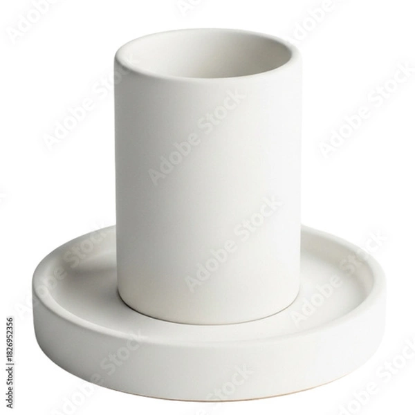 Fototapeta Modern White Ceramic Pot Minimalist Plant Holder Scandinavian Design Home Decor Container on transparent background