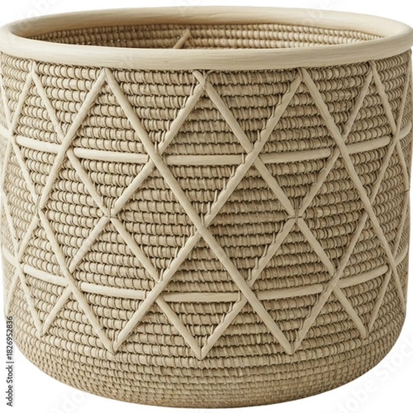 Fototapeta Woven Wicker Basket Decorative Storage Container Rustic Home Decor Accent Piece Handmade Craft on transparent background