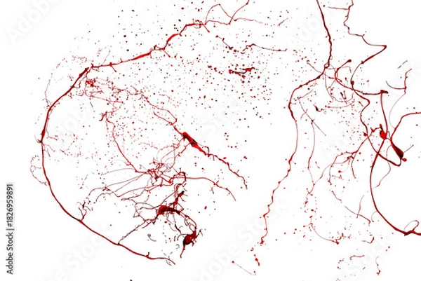 Fototapeta Red paint splash isolated on a white background.