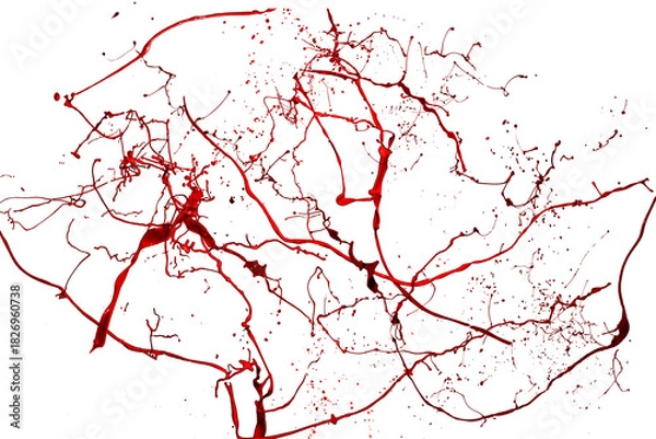 Fototapeta Red paint splash isolated on a white background.
