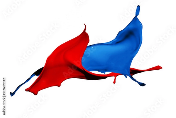 Fototapeta Colored paint splashes isolated on white background.