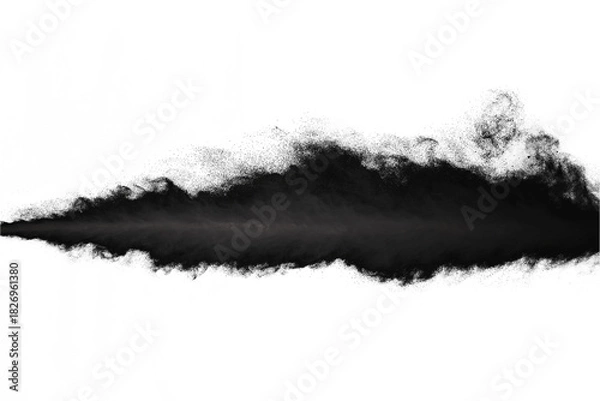 Fototapeta particles of charcoal on white background,abstract powder splatted on white background,Freeze motion of black powder exploding or throwing black powder.