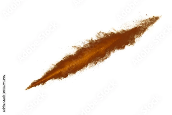 Fototapeta Brown color powder explosion on white background. Colored cloud. Colorful dust explode. Paint Holi.