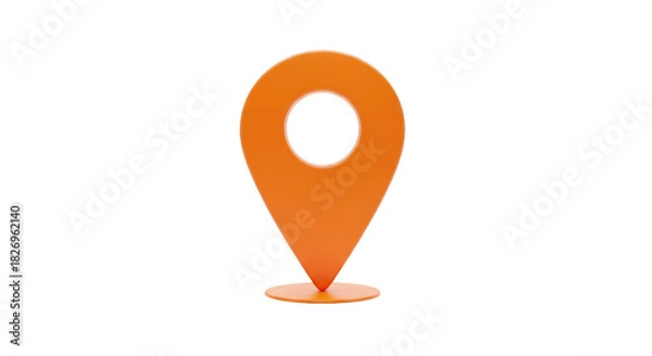 Fototapeta Orange map pointer PNG isolated on transparent background, location pin icon for navigation and travel apps