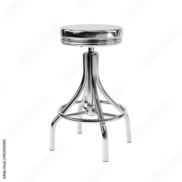 Obraz Retro chrome adjustable height bar stool with padded seat