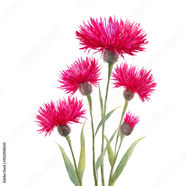 Obraz Vibrant pink bachelor buttons on a dark background