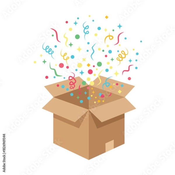 Obraz Confetti Explosion From Open Cardboard Box