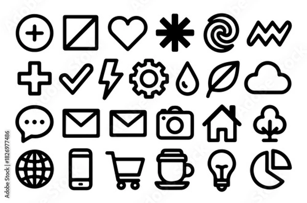 Fototapeta Overlapping Minimalist Line Art Icons Pattern