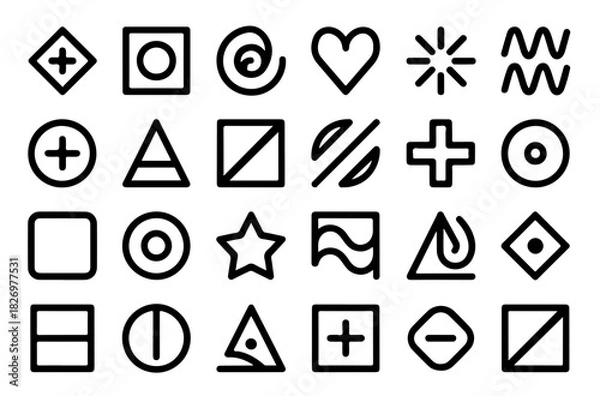 Fototapeta Minimalist Line Art Icons Vector Illustration