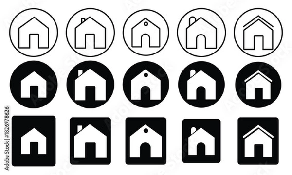 Fototapeta Set of home icon vector. Outline icon of home vector symbol. High-Quality and professional house symbol for Web, Apps, Logo, UI, UX design. Web home vector illustration.