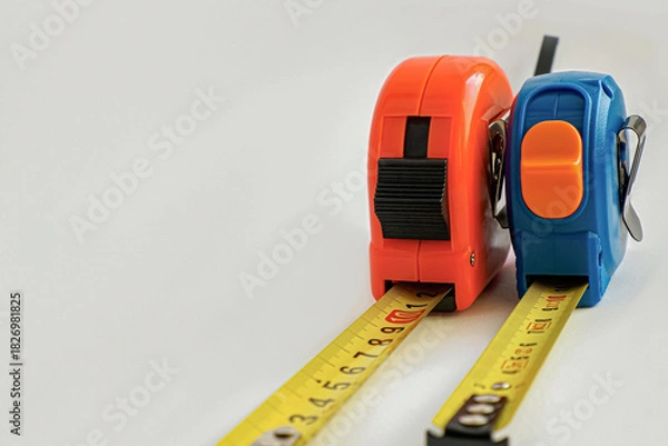 Fototapeta The measuring device is a meter. A construction tool on a white background. The construction industry
