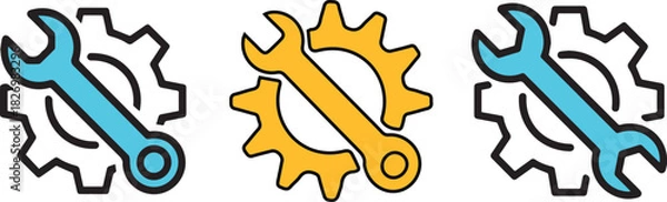 Fototapeta Wrench and Gear Icons for Settings and Tools
