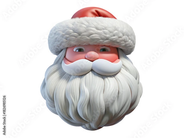 Fototapeta Santa claus head decoration isolated on transparent background