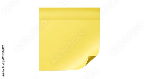 Fototapeta Yellow Sticky Note with Curled Corner