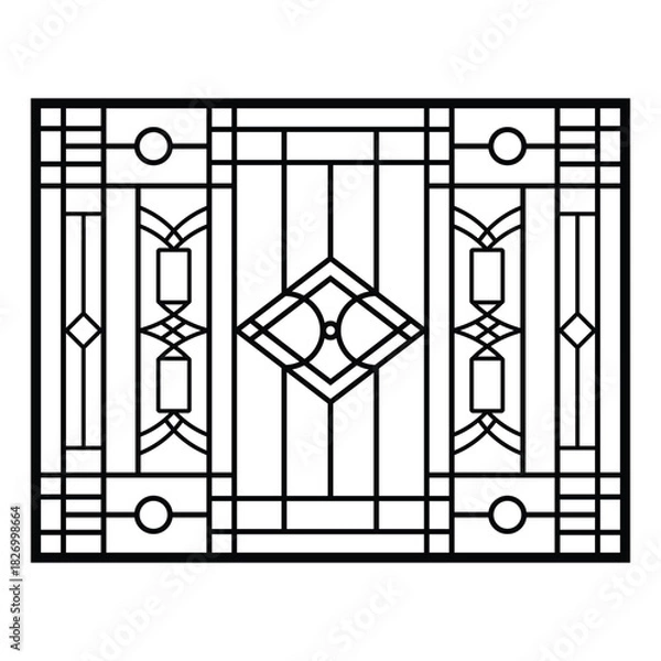Obraz Decorative Geometric Window Grill Vector Design