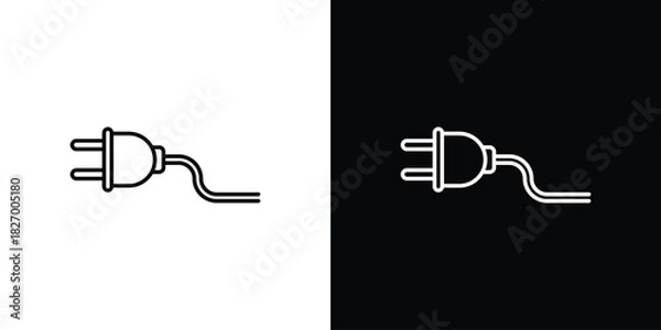 Fototapeta Electrical plug icons vector. doodle. on a white background.
