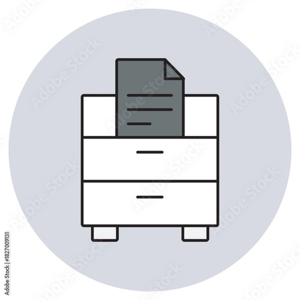 Fototapeta File Cabinet icon, Document File Cabinet, Office Storage Unit, Filing Drawer, Record Organizer, vector