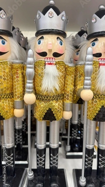 Fototapeta Three nutcracker figures on a store shelf