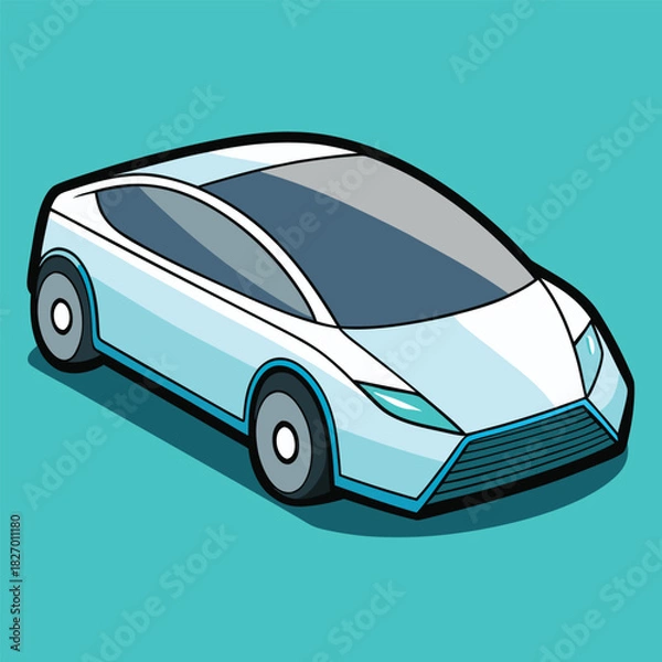 Obraz Vector illustration of a fast silver sport car model, a luxury motor vehicle transport design