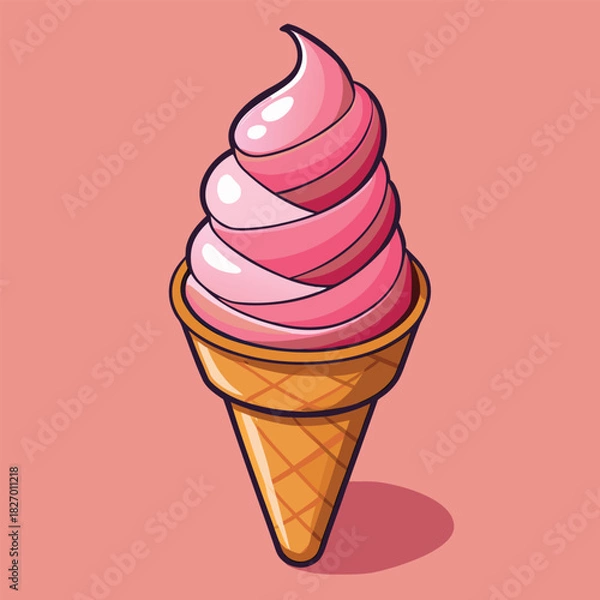 Obraz Deliciously sweet, isolated vector illustration of a chocolate ice cream cone dessert
