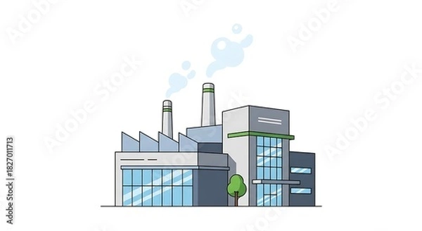 Obraz Factory building with smoke from chimneys