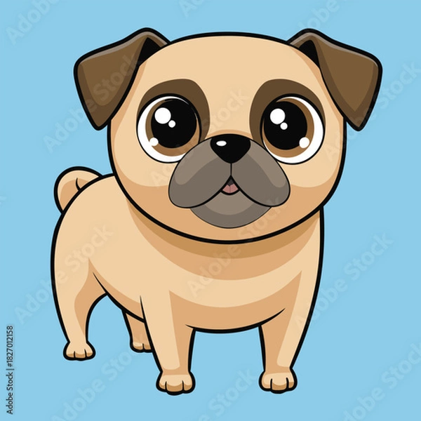 Obraz A cute cartoon puppy illustration and a brown baby bear mascot vector isolated on white make a happy and fun drawing