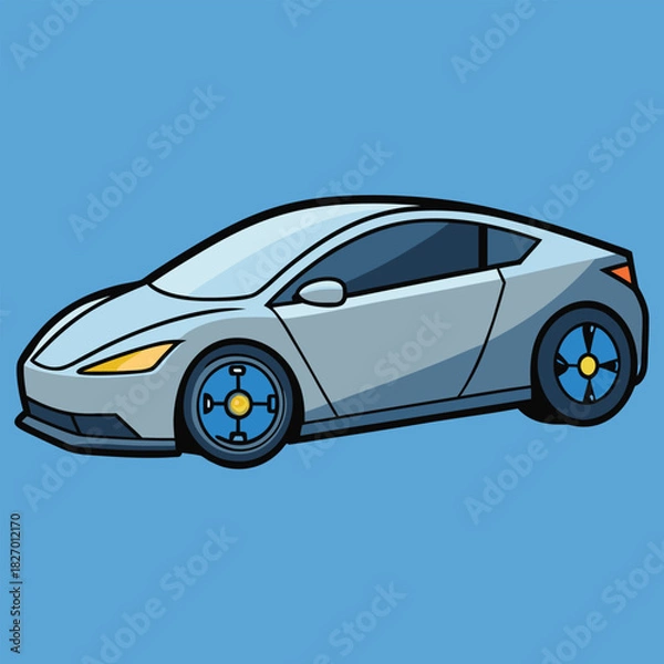 Obraz Shiny blue luxury sports vehicle isolated on white background with fast wheel design, auto transport, and side motor model