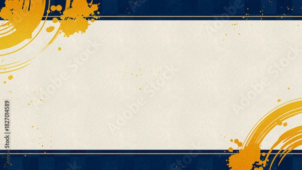 Fototapeta 和風のかっこいい背景装飾イラスト　フレーム　コピースペース