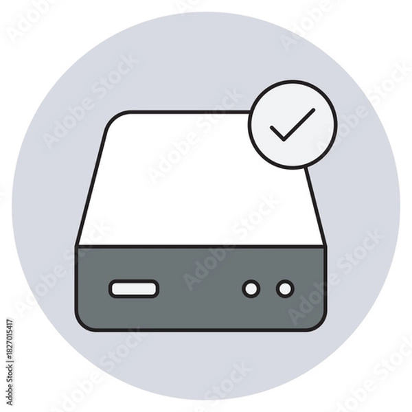 Fototapeta Hard drive icon, Data Storage Drive, Computer Hard Disk, Digital Memory Device, Backup Storage Unit, vector