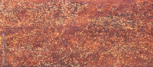 Fototapeta weathered iron surface, panoramic background. rusty metal texture