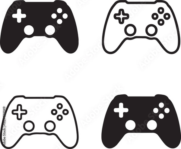 Obraz Isolated Esports controller icon, Esports controller, gaming device, console controller, black vector, minimal thin stroke, vector, isolated on white background, grid layout, gamepad icon