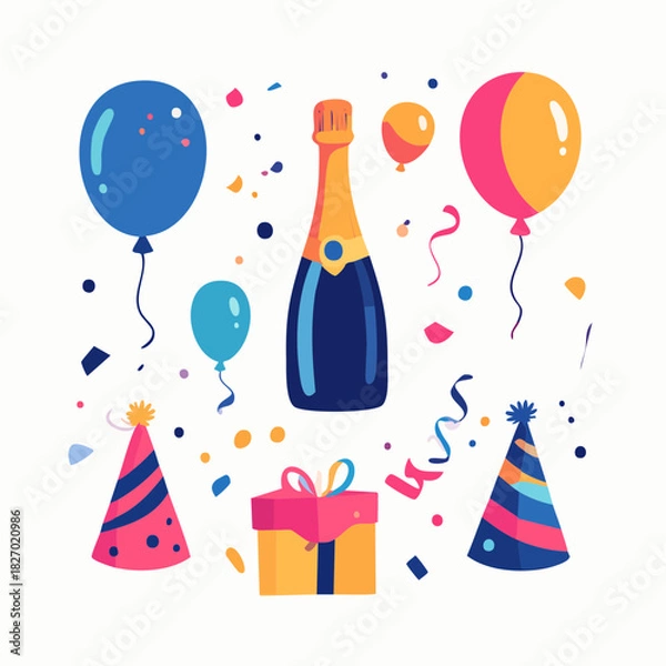 Obraz New Year Party Celebration Flat Vector Elements