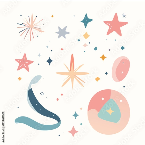 Obraz Abstract New Year Flat Shape Collection