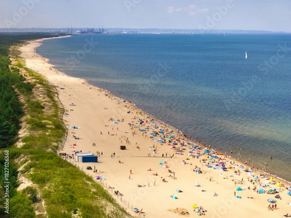Fototapeta Beautiful scenery of Baltic Sea beach in Sobieszewo at summer , Poland