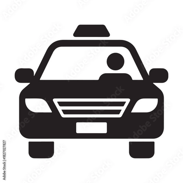 Obraz Taxi Car Icon with Driver – Simple Vector Design