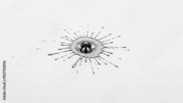 Obraz A dramatic black ink splatter isolated on a white background, symbolizing creative expression and the messy, beautiful process of artistic creation