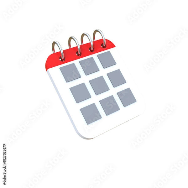 Obraz 3d calendar icon with blank squares on transparent background,png 