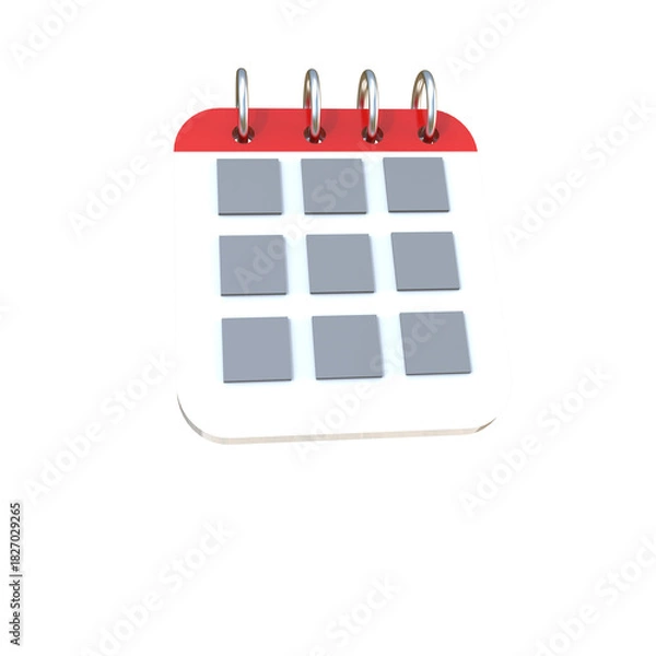 Obraz Simple 3d illustration of a blank calendar with red binding,png,3d blank calendar