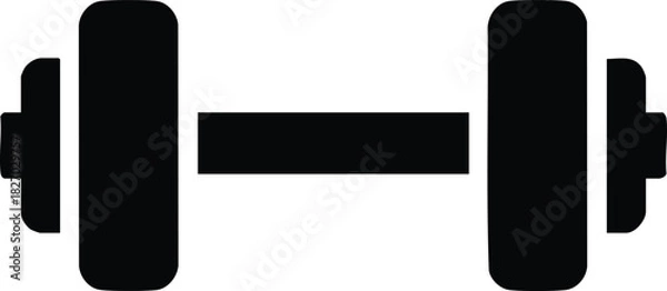 Fototapeta Black dumbbell silhouette representing strength fitness and exercise for health lifestyle and workout routine