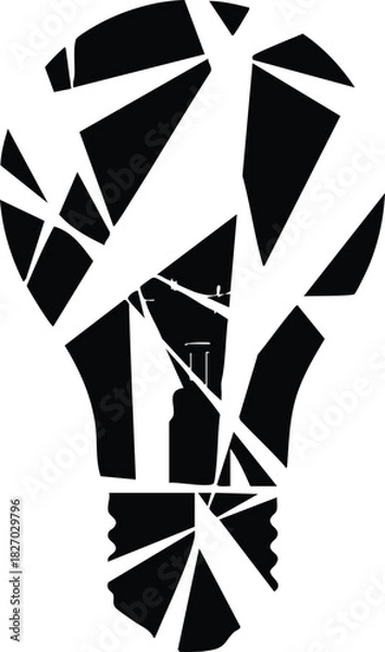 Fototapeta Broken Lightbulb Illustration in Black and White Representing Failure and Fragility or Stolen Ideas